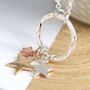 Silver Plated Necklace ~ Gold, Rose Gold + Silver Stars, thumbnail 6 of 7