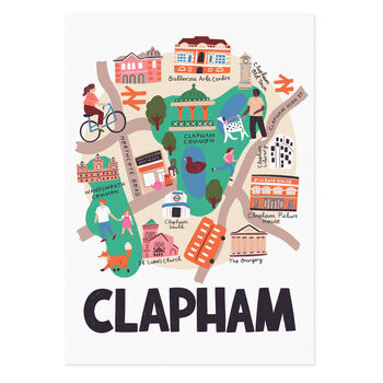 Clapham Illustrated London Map, 2 of 6