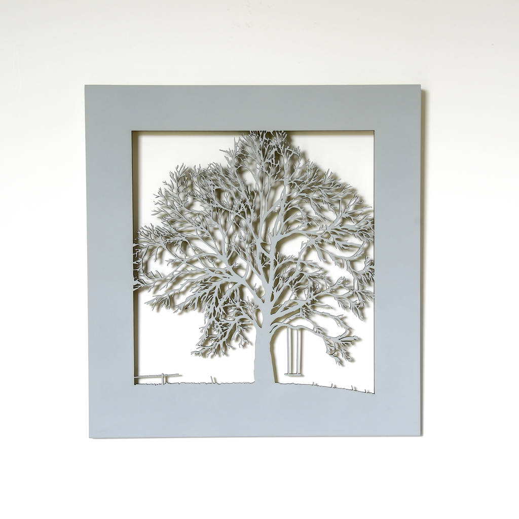 Woodcut Tree With Swing Artwork By For Me & For You Designs ...