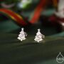 Extra Tiny Christmas Tree Stud Earrings In Sterling Silver, thumbnail 1 of 12