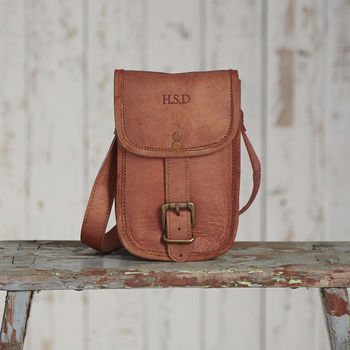 Personalised Mini Leather Messenger Bag, 4 of 9