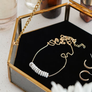 Gold Tone Howlite Disc Necklace, 2 of 5