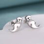 Sterling Silver Otter Hugging Shell Stud Earrings, thumbnail 1 of 12