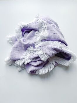 Lavender 100% Cotton Large Tassel Fringed Blanket, 2 of 2