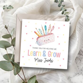 Pastel Thank You Teacher Card, Key Worker Appreciation End Of Term Gift, 2 of 3