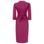 Mabel Long Sleeve Dress In Mulberry 1940s Style, thumbnail 2 of 2