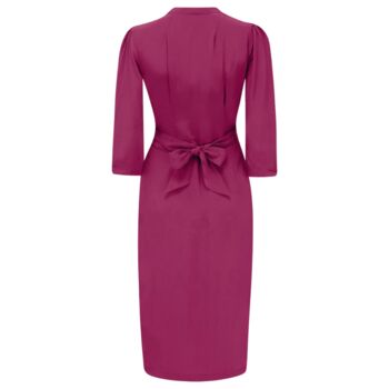 Mabel Long Sleeve Dress In Mulberry 1940s Style, 2 of 2