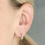 18ct Gold Plated Turquoise Huggie Hoop Earrings, thumbnail 2 of 7