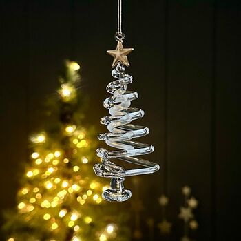 Glass Spiral Tree Hanging Christmas Decoration, 2 of 2