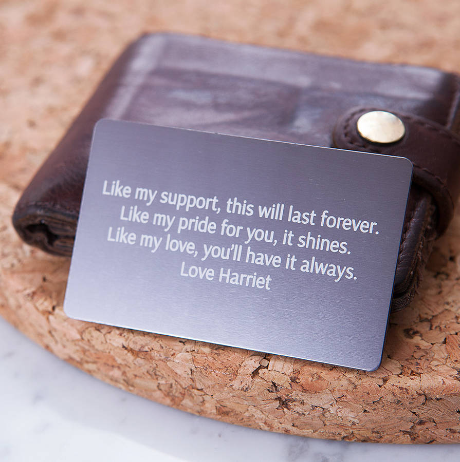 personalised message wallet keepsake card by clouds and currents ...