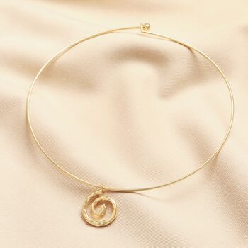 Torque Spiral Shell Hammered Pendant Necklace In Gold, 4 of 5