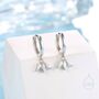 Sterling Silver Aurora Ab Cz Marquise Crown Huggie Hoop Earrings, thumbnail 1 of 10