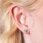 Blue Stone Heart Stud Earrings In Gold, thumbnail 1 of 4