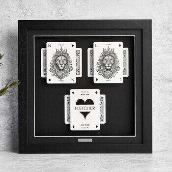 Personalised Mr And Mr Wedding Gift Lion Playing Cards Frame, 6 of 9