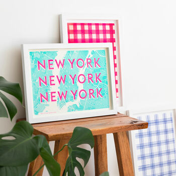 New York X3 Risograph Typography Map Print, 2 of 6