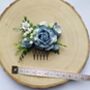 Dusty Blue And White Flower Hair Comb, thumbnail 3 of 4