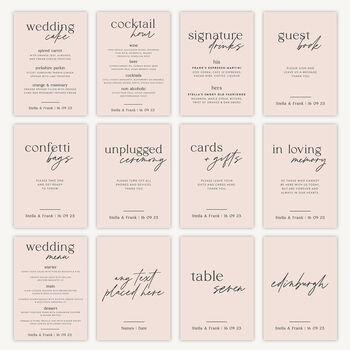 Confetti Sign A5 Sturdy Wedding Sign Blush Script, 3 of 5