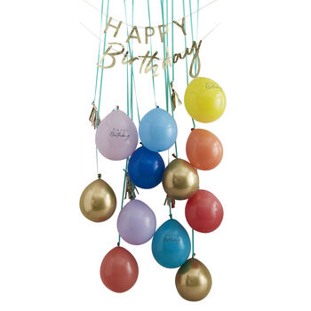 Bright Rainbow And Gold Happy Birthday Balloon Door Kit, 2 of 3