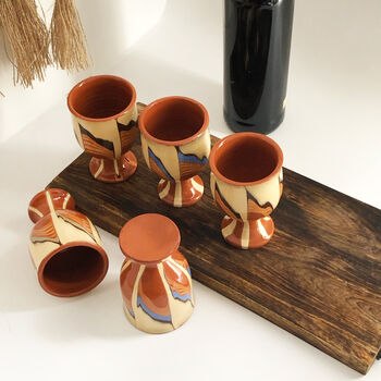 Set Of Five Colourful Ceramic Wine Goblets, 3 of 10