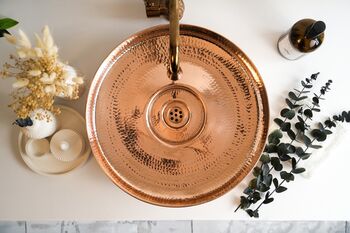 Verdigris Patina Solid Copper Vessel Sink, Artisan Round Basin For Kitchen And Bathroom, 2 of 8