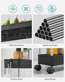 Narrow Slim Plastic Storage Cart Trolley Storage Unit, 7 of 9