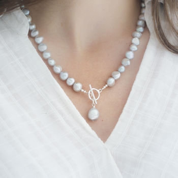 Silver Grey Baroque Pearl Necklace, 3 of 3