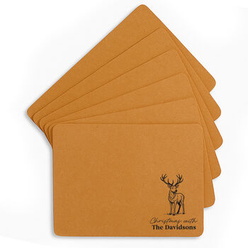 Set Of Six Personalised Stag Cork Placemats, 2 of 3