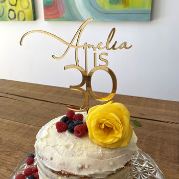 Personalised Mirrored Acrylic Cake Topper For Birthdays, 2 of 3