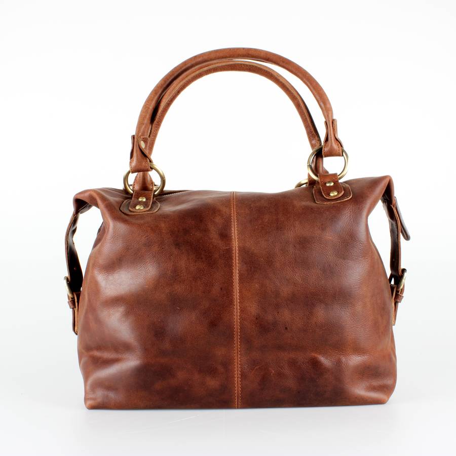 hampton leather zip handbag by the leather store | notonthehighstreet.com