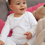 Personalised Embroidered Baby Grow In White Or Grey, thumbnail 3 of 5
