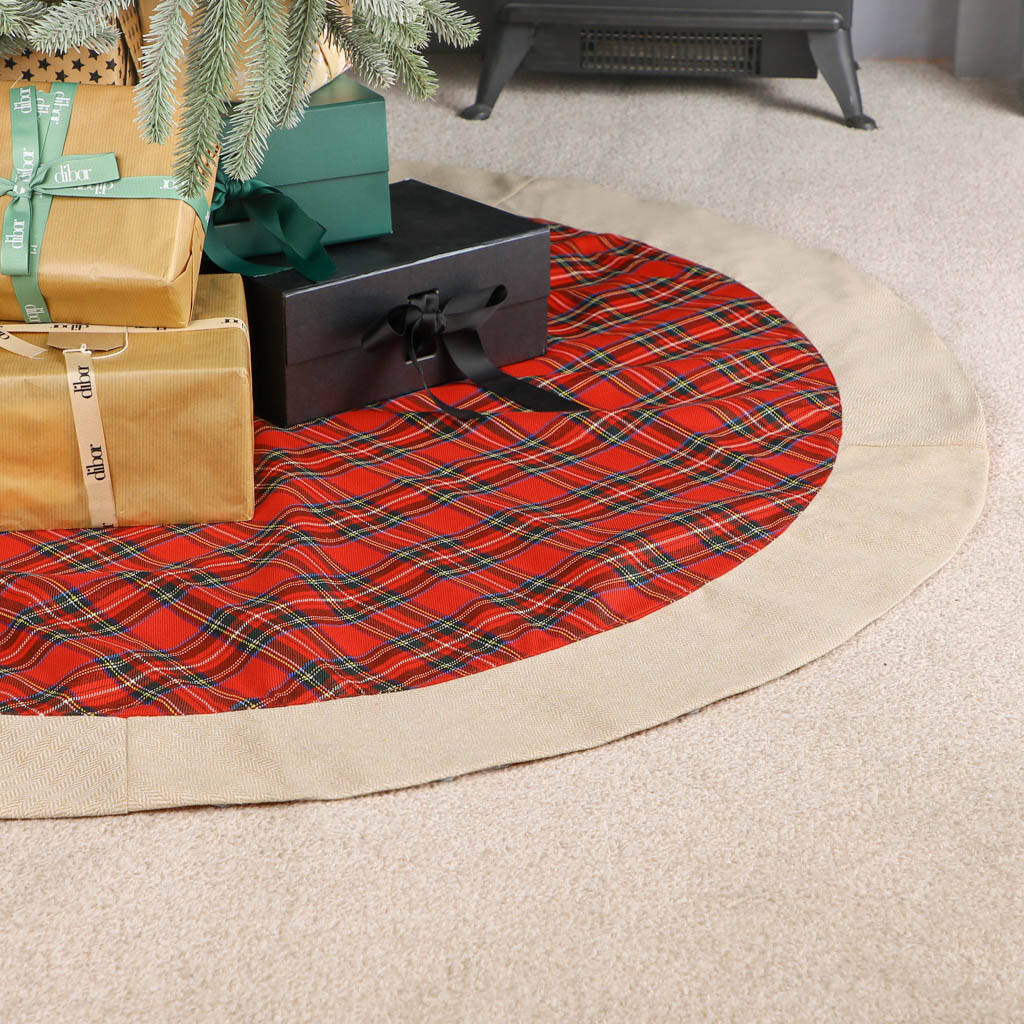 Personalised Traditional Tartan Christmas Tree Skirt By Dibor