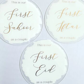 Muslim Couples Milestone Acrylic Plaques White And Gold, 3 of 10