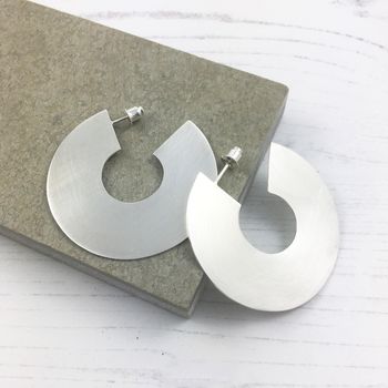Large Solid Silver Disc Earrings, 3 of 4