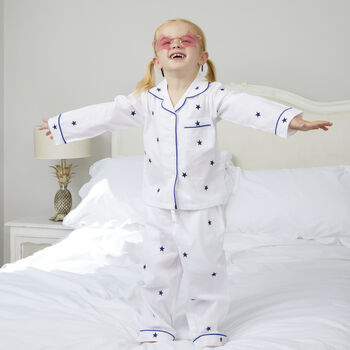 Personalised Mum And Child Navy Star Pyjama Set, 10 of 11