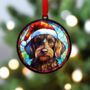 Dachshund Wirehaired In Santa Hat Suncatcher Decoration, thumbnail 2 of 6