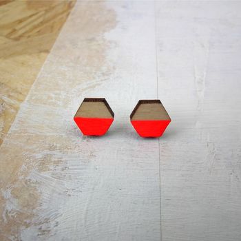Geometric Wooden Shape Stripe Eco Stud Earrings, 12 of 12