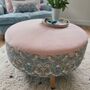 Louis Footstool In Strawberry Thief And Blush Velvet, thumbnail 2 of 4