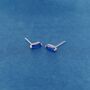 Sapphire Blue Birthstone Stud Earrings, 925 Sterling Silver, thumbnail 5 of 6