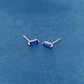 Sapphire Blue Birthstone Stud Earrings, 925 Sterling Silver, 5 of 6