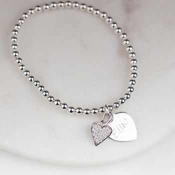 Personalised Children's Silver Heart Skinny Bracelet By Nest Gifts