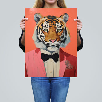 Dressed To Kill Tiger Animal Portrait Wall Art Print, 2 of 6