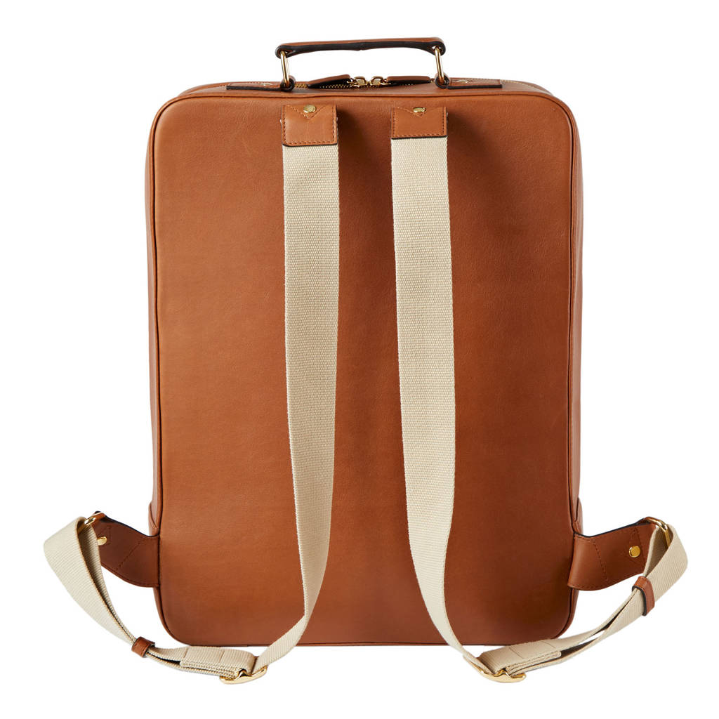 Luxurious Tan Leather Pilot Backpack For Travel By Stow