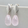 Silver Deco Dropper Earrings With Rose Quartz, thumbnail 5 of 8