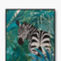 Zebra Gold And Green Jungle Leaves Wall Art Print, thumbnail 3 of 4