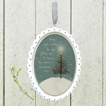 Elegant Hanging Porcelain Christmas Tree Decoration, 3 of 4