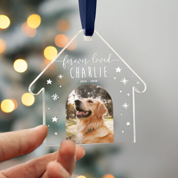 Personalised Pet Memorial House Ornament Photo And Name, 5 of 8