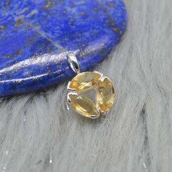Citrine Silver Floral Pendant: November Birthstone, 4 of 8