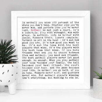 Netball Quotes Gift Print, 2 of 9