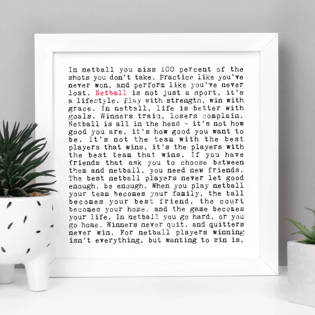 Netball Quotes Gift Print, 1 of 7