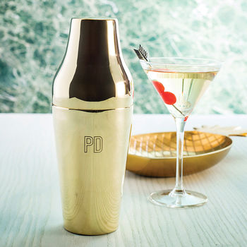 Personalised Initials Brass Cocktail Shaker, 3 of 4